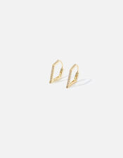 Gold-Plated Diamond Shape Hoops, , large