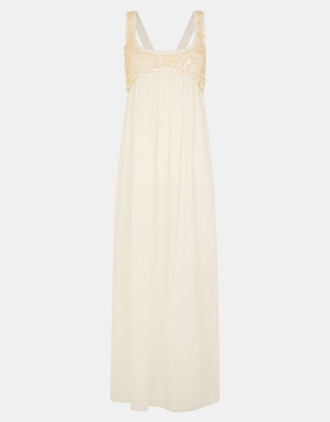 Sleeveless Embellished Maxi Dress, Ivory (IVORY), large