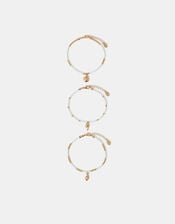 3-Pack Beaded Summer Charm Anklets, , large