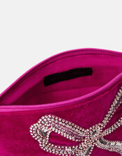 Sequin Bow Velvet Pouch, , large