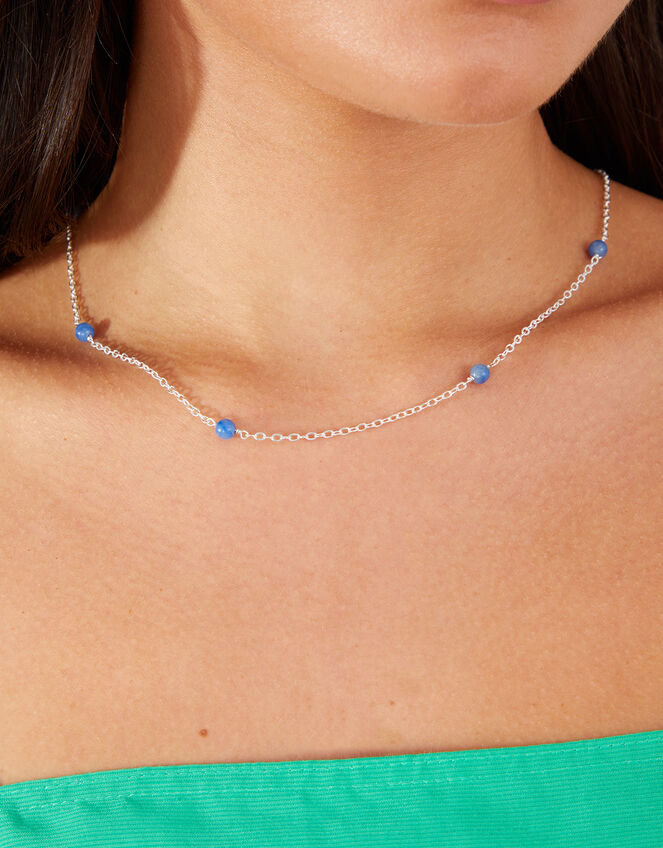Sterling Silver-Plated Aventurine Necklace, , large