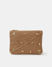 Charm Raffia Clutch Bag, , large