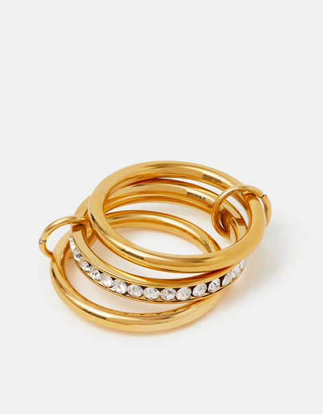 Stainless Steel Linked Stacking Trio Ring, Gold (GOLD), large