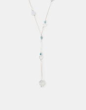 Sterling Silver-Plated Blue Quartz Lariat Necklace, , large