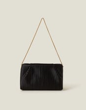 Pleated Satin Clutch Bag, , large