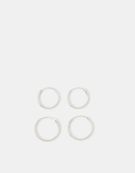2-Pack Sterling Silver Hoop Earrings, , large