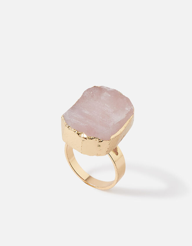 Raw Cut Stone Statement Ring, Pink (PALE PINK), large