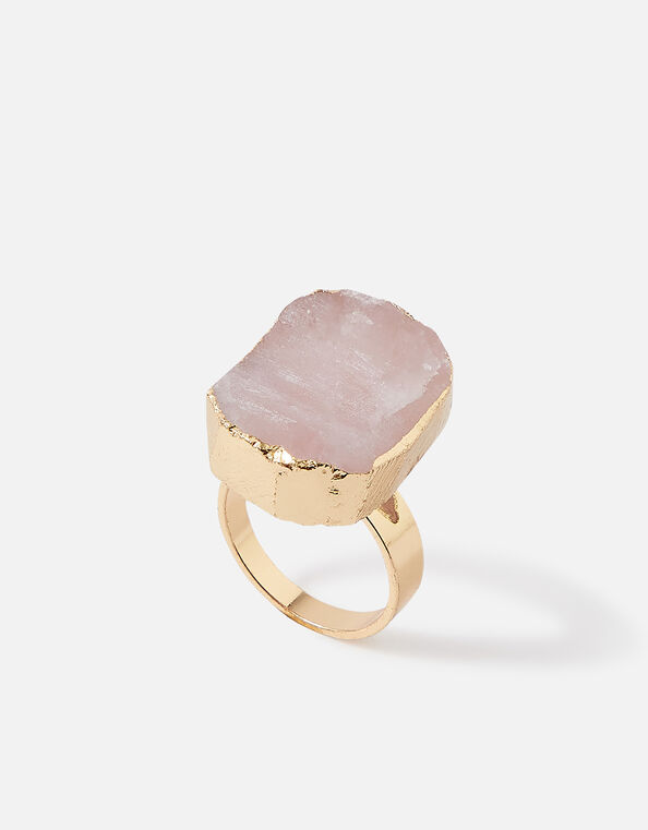 Raw Cut Stone Statement Ring Pink, Pink (PALE PINK), large