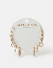 7-Pack Pearl Gem Stud and Hoop Earrings, , large