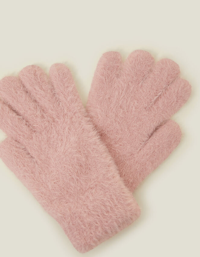 Super-Stretch Fluffy Knit Gloves, Camel (CAMEL), large