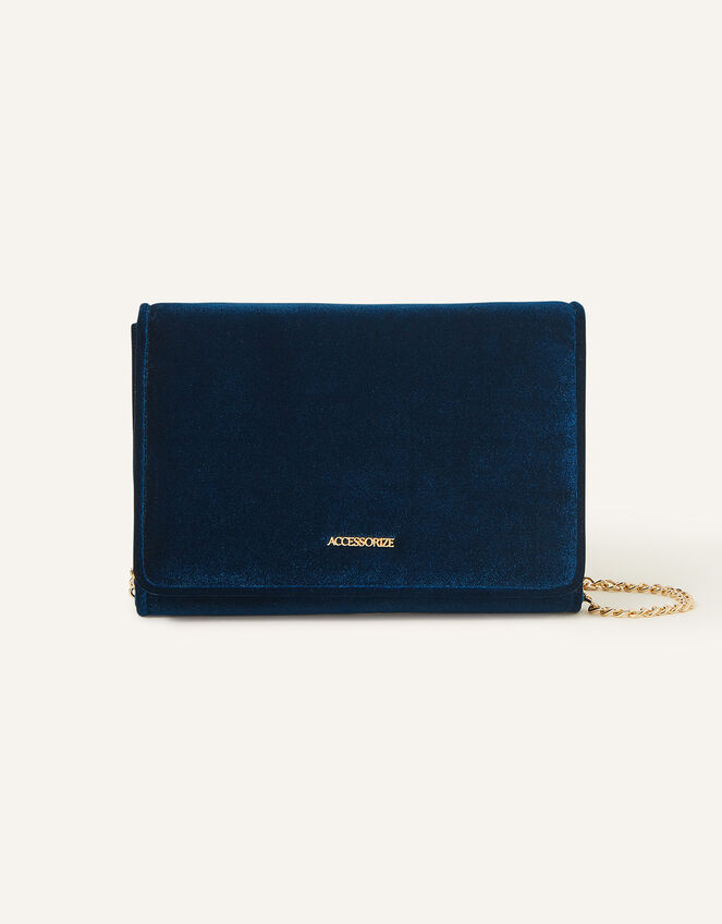 Velvet Cross Body Bag, Teal (TEAL), large