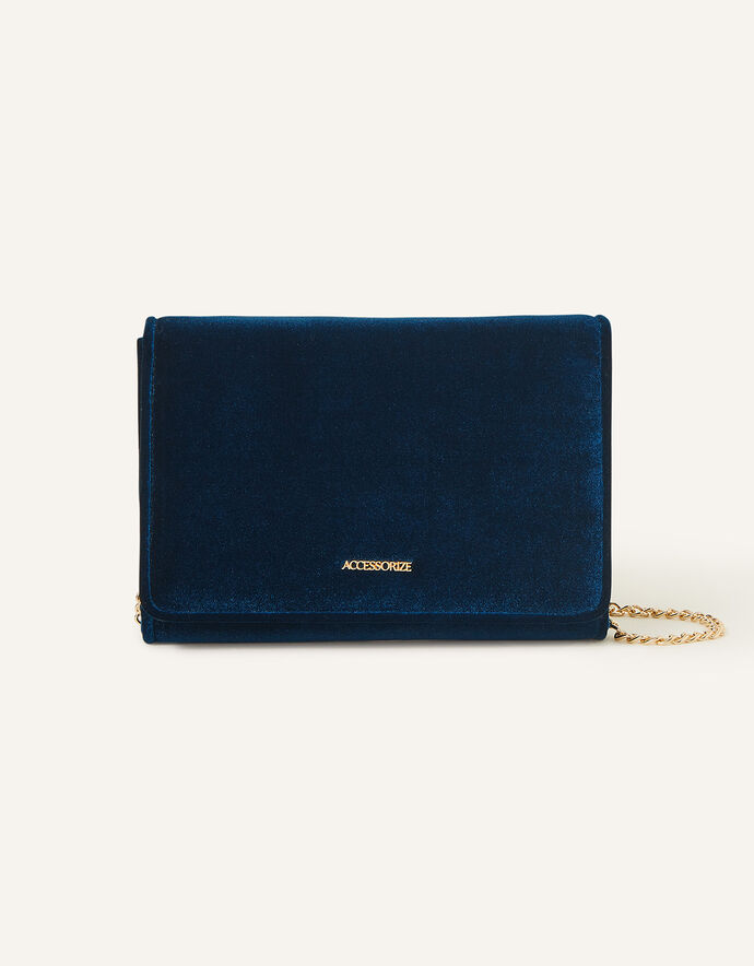 Velvet Cross Body Bag Teal Clutches Accessorize UK