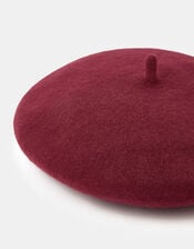 Plain Wool Beret, Red (BURGUNDY), large
