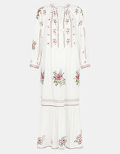 Floral Embroidered Maxi Dress, Ivory (IVORY), large