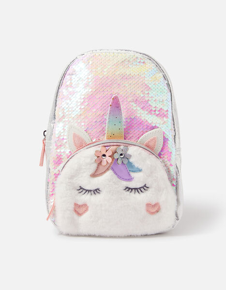 Girls Unicorn Fluffy Backpack, , large