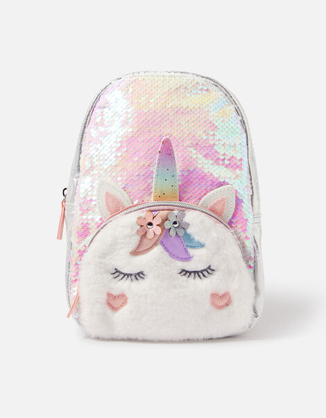 Kids Unicorn Fluffy Backpack, , large