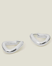 Sterling Silver Chunky Molten Hoop Earrings, , large