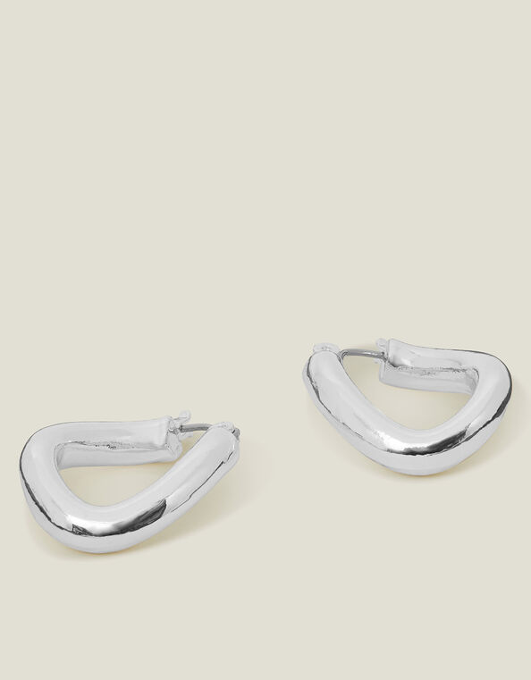 Sterling Silver Chunky Molten Hoop Earrings, , large