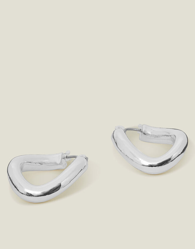 Sterling Silver Chunky Molten Hoop Earrings, , large