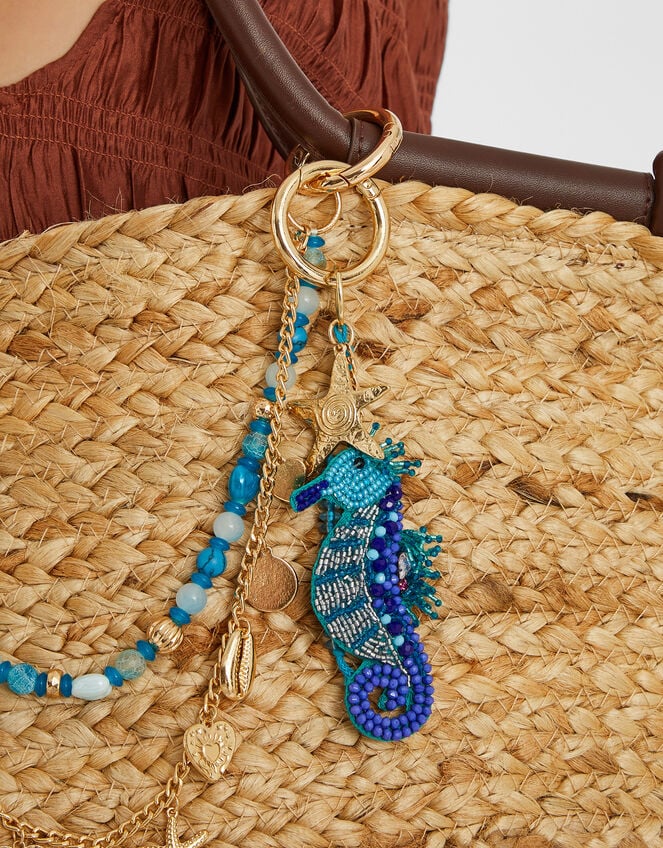 Beaded Seahorse Bag Charm, , large