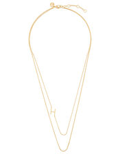 Gold-Plated Double Chain Initial Necklace - H, , large