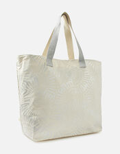 Mia Metallic Shell Print Tote Bag, Silver (SILVER), large