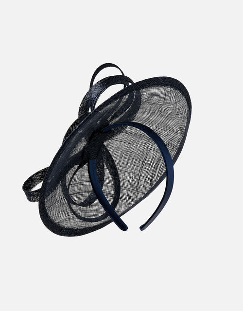 Kate Bow Disc Band Fascinator , Blue (NAVY), large