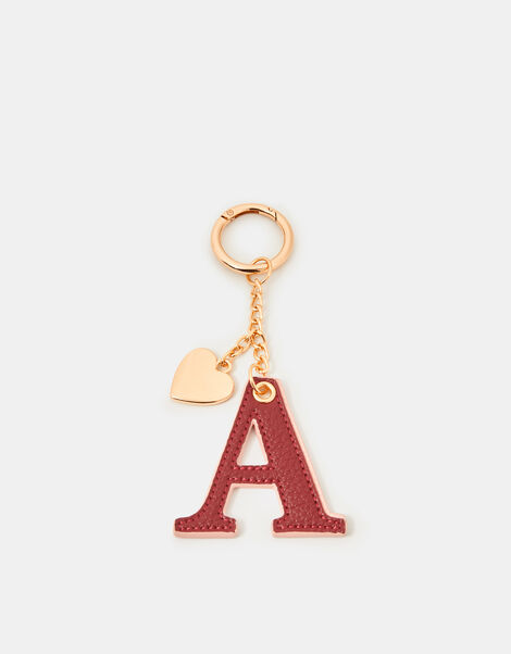 Initial Heart Bag Charm, Red (BURGUNDY), large