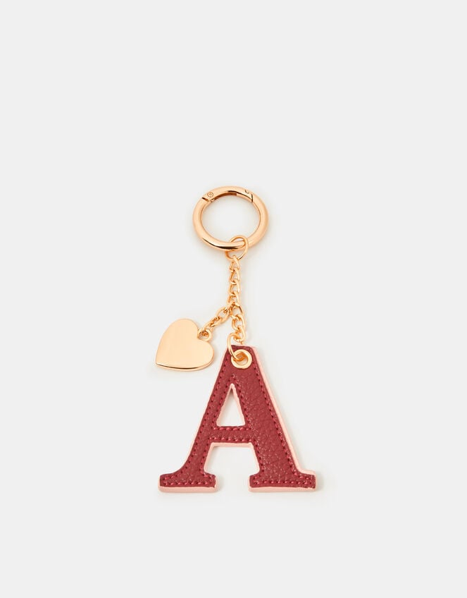 Initial Heart Bag Charm, Red (BURGUNDY), large