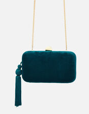 Velvet Hardcase Clutch Bag, Teal (TEAL), large