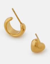 2-Pack Stainless Steel Heart Stud & Hoop Earrings, , large