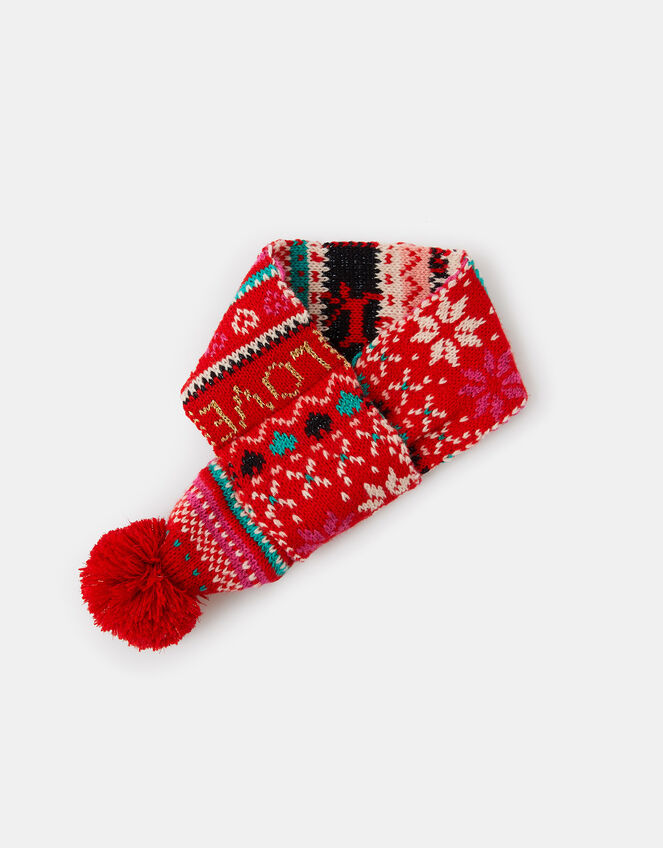 Love Christmas Fair Isle Dog Scarf, Red (RED), large