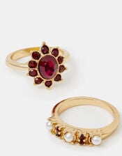 2-Pack Gemtstone Pearl Rings, Red (RED), large