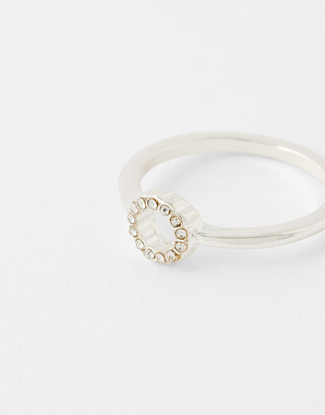 Pave Cut Out Circle Ring, White (CRYSTAL), large