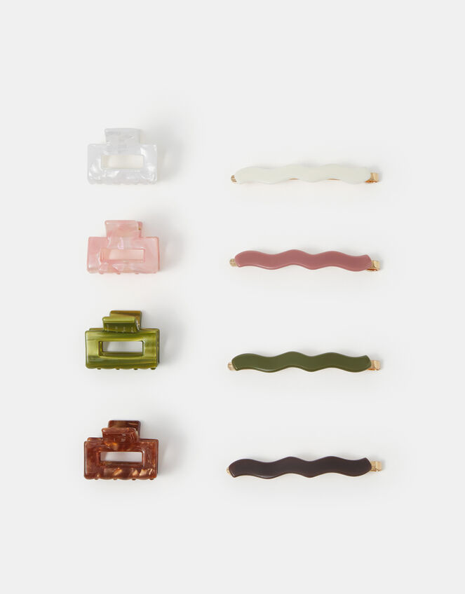 8-Pack Resin Hair Slides & Claw Clips, , large