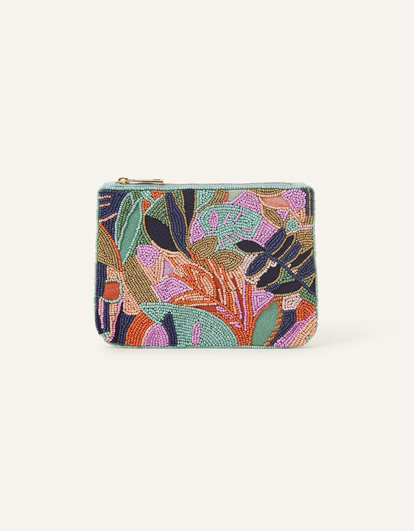 Palm Print Embellished Pouch, , large