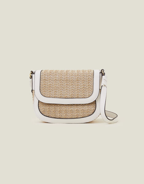 Woven Cross-Body Bag, White (WHITE), large