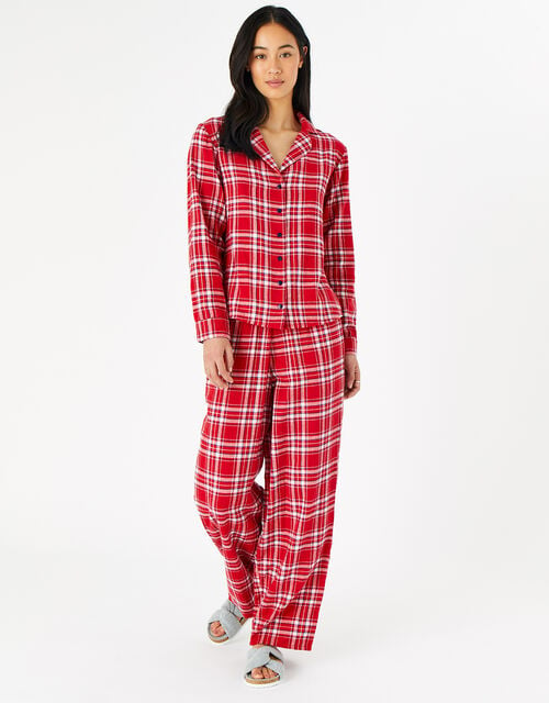 Check Button Down Pyjama Set, Red (RED), large