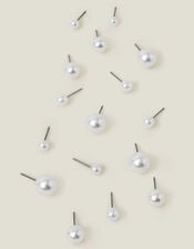 8-Pack Faux Pearl Stud Earrings, , large