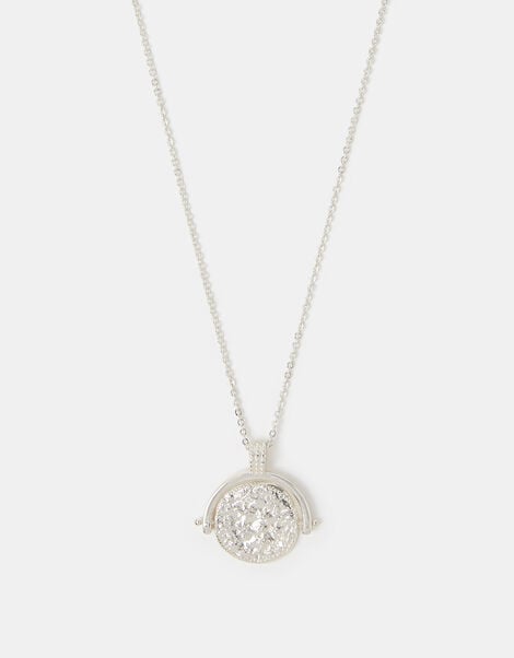 Sterling Silver-Plated Coin Spinner Pendant Necklace, , large