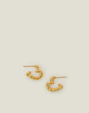 14ct Gold-Plated Heart Hoop Earrings, , large
