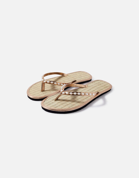 Pearl Seagrass Flip-Flops Gold, Gold (GOLD), large