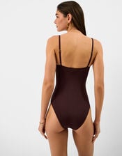 Floral Print Swimsuit, Brown (BROWN), large