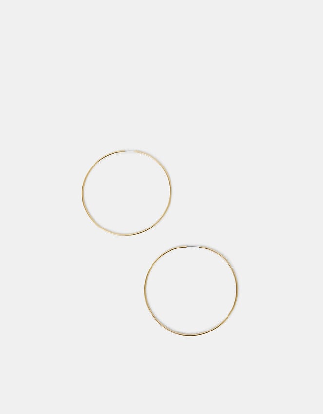 14ct Gold-Plated Large Thin Hoops, , large
