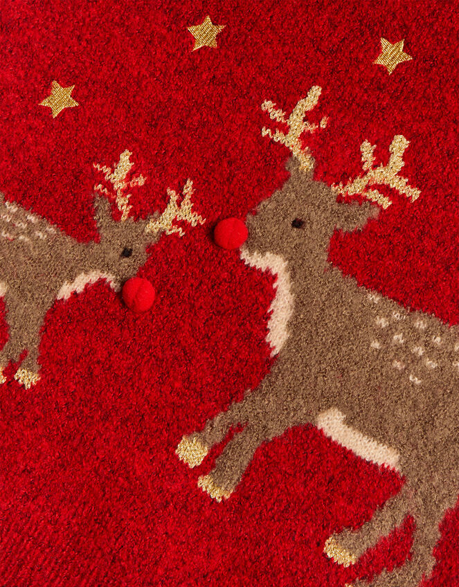 Girls Reindeer Christmas Dress, Red (RED), large
