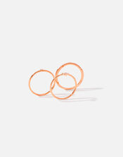 Rose Gold-Plated Pave Stacking Ring Set, Gold (ROSE GOLD), large