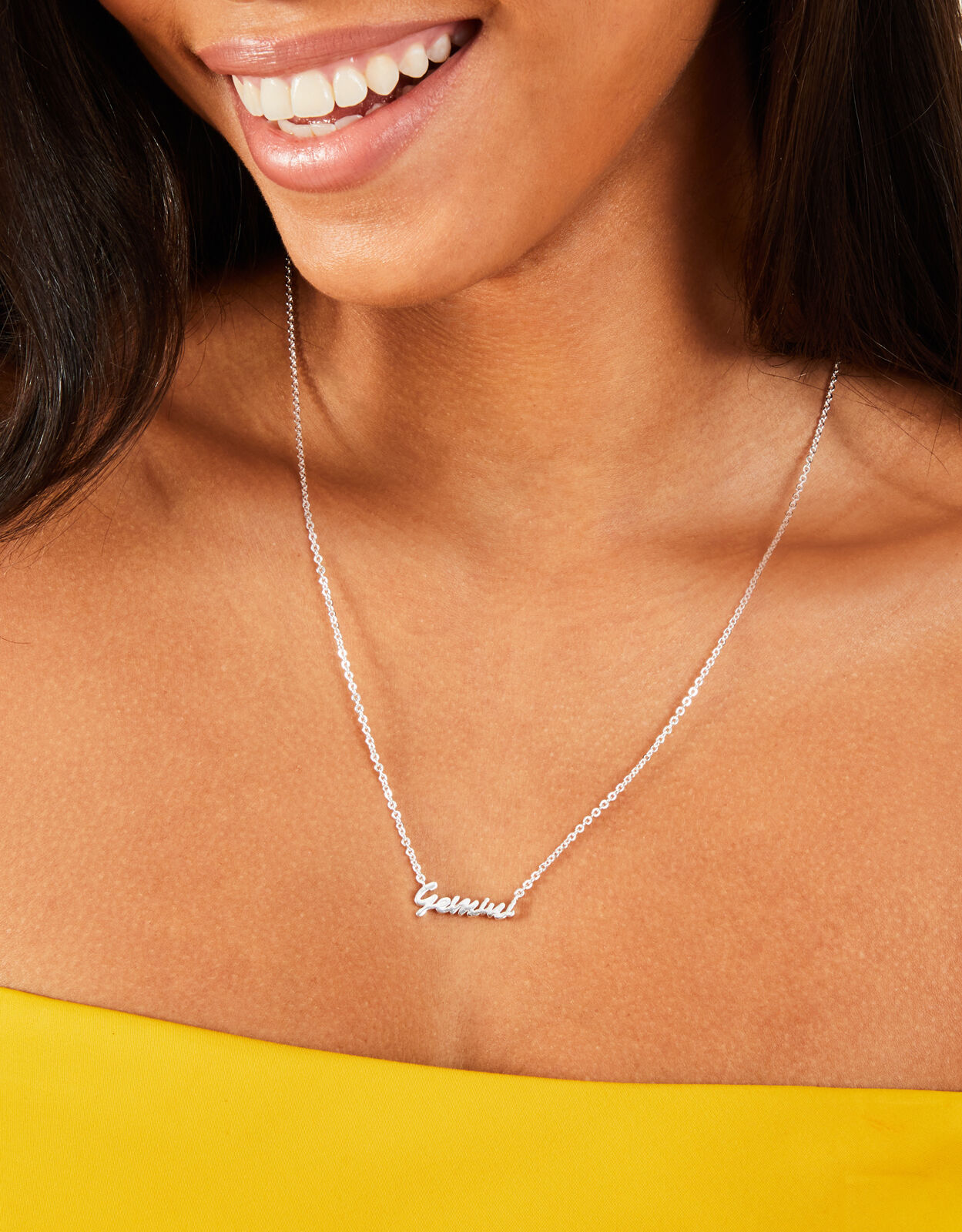 Sterling Silver Plated Script Star Sign Necklace Silver