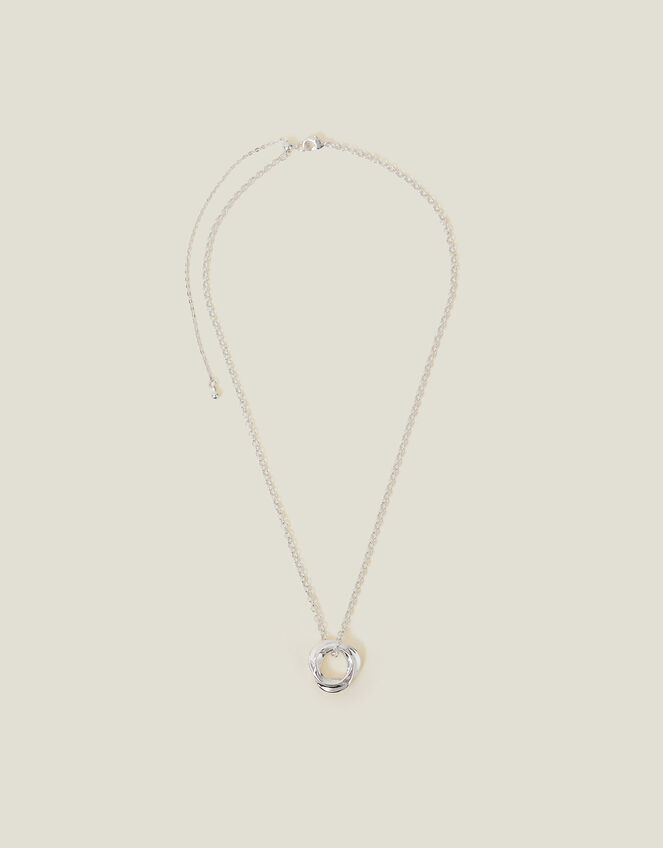 Sterling Silver-Plated Chunky Pendant Necklace, , large