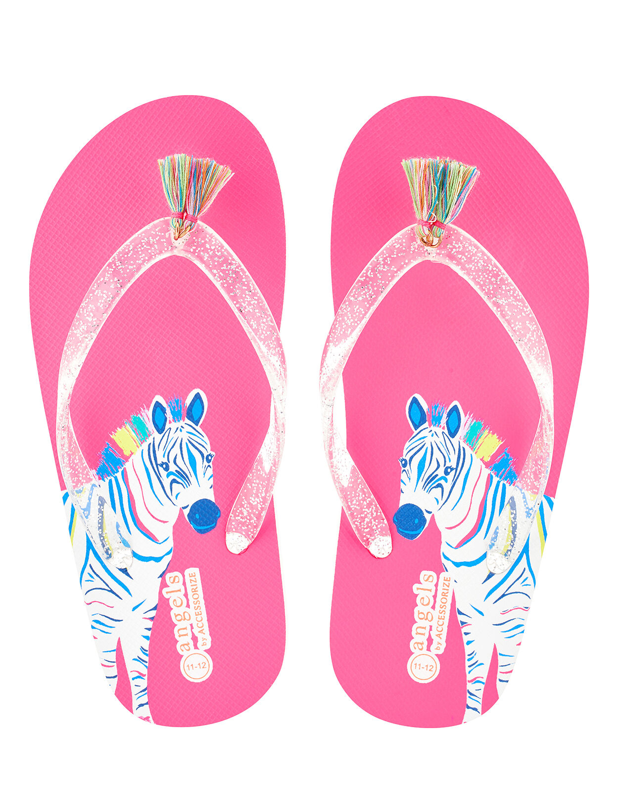 Zoe Zebra Glitter Flip Flops Multi