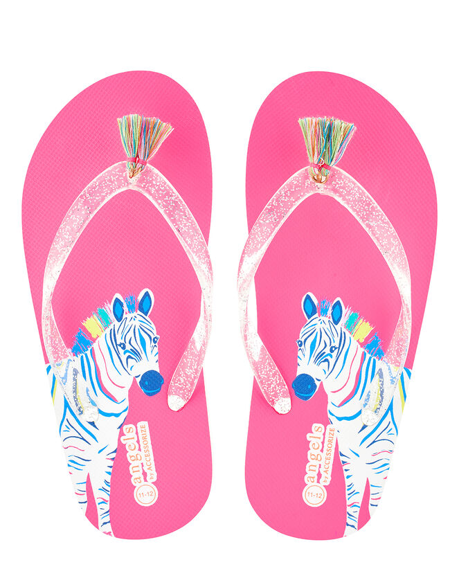Zoe Zebra Glitter Flip Flops, Multi (BRIGHTS-MULTI), large
